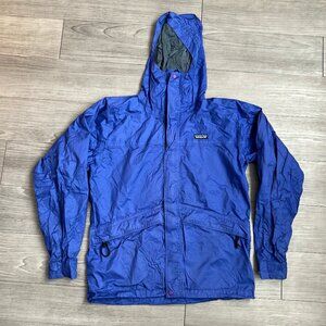 Y2K Patagonia Windbreaker Rain Jacket Men's Blue Full Zip Hooded Blue Size S